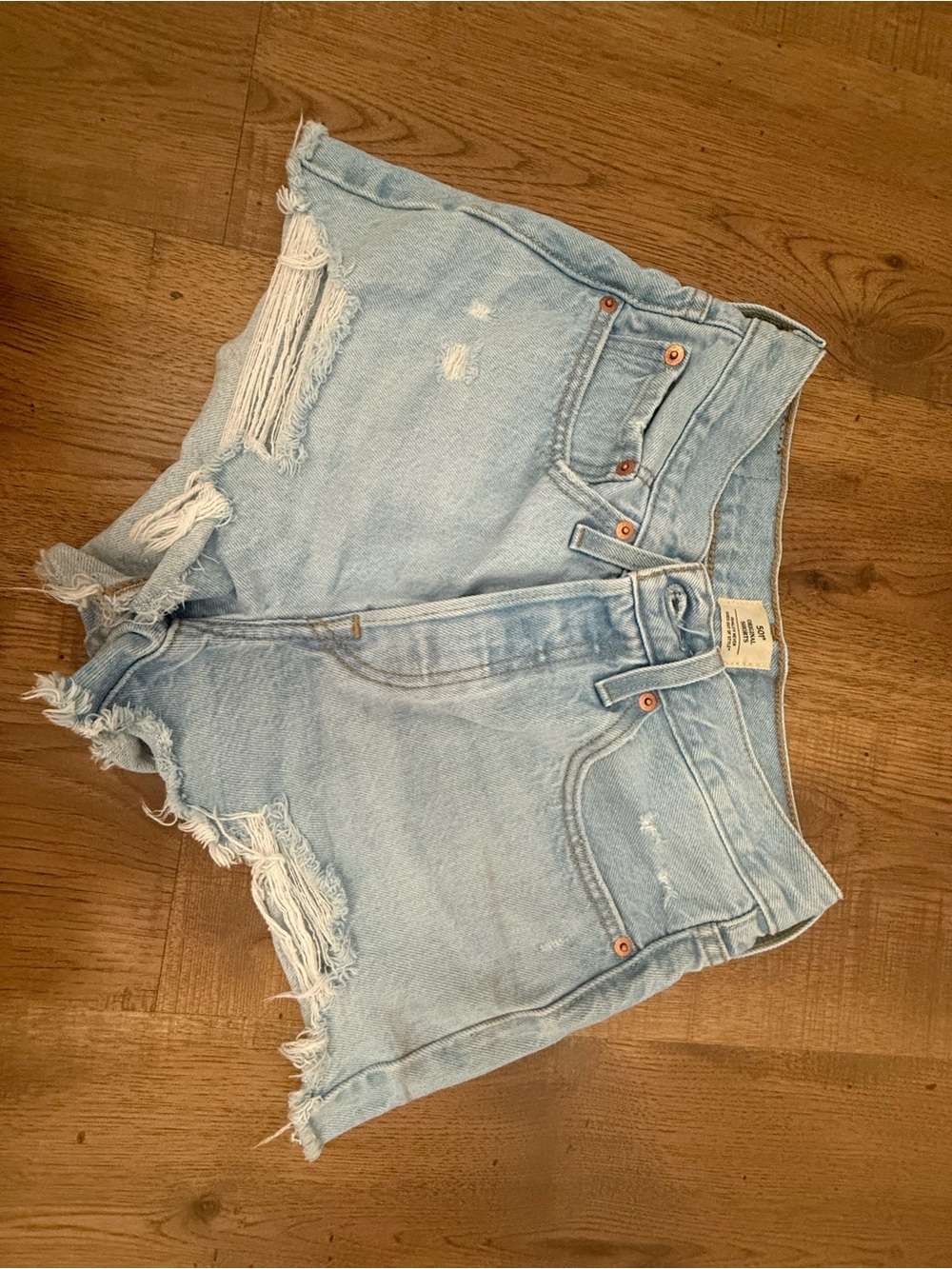Levi's Light Wash Distressed Denim Cutoff Shorts